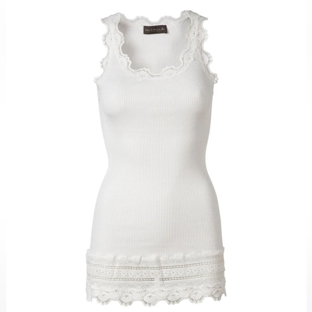 New ROSEMUNDE LONG VINTAGE LACE SILK TANK Top Small